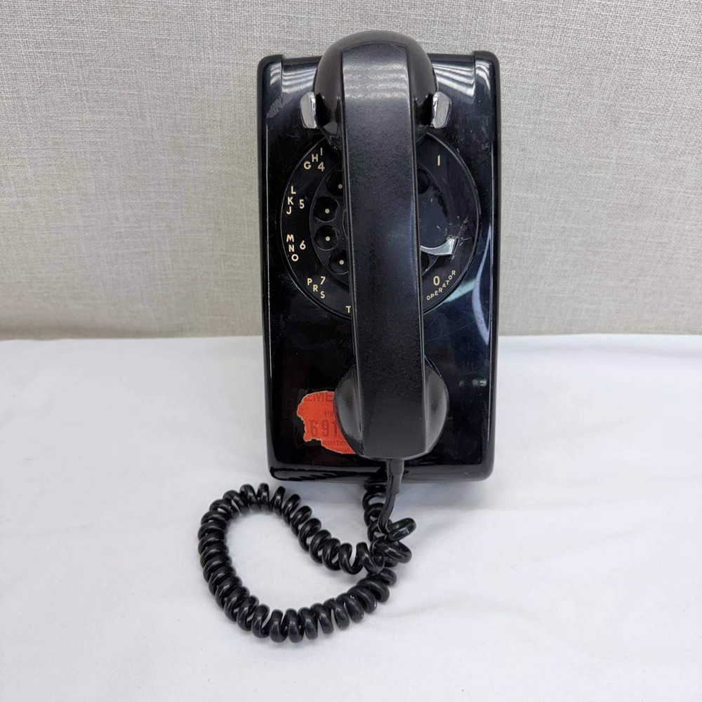 Vintage Western Electric 554 Black Rotary Wall Phone 1971 Bell System Retro